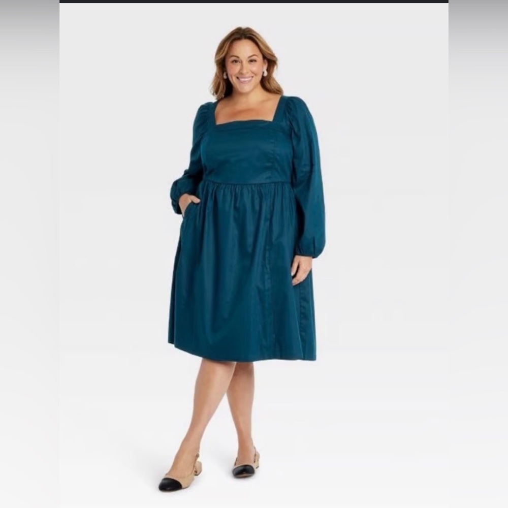 Ava & Viv Blue Balloon Long Sleeve Dress